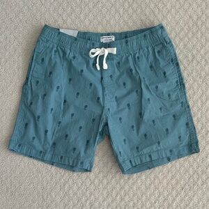 Surf & Swim Co. Stretch Chino Pineapple Print Pull-On Shorts Size L Teal NWT